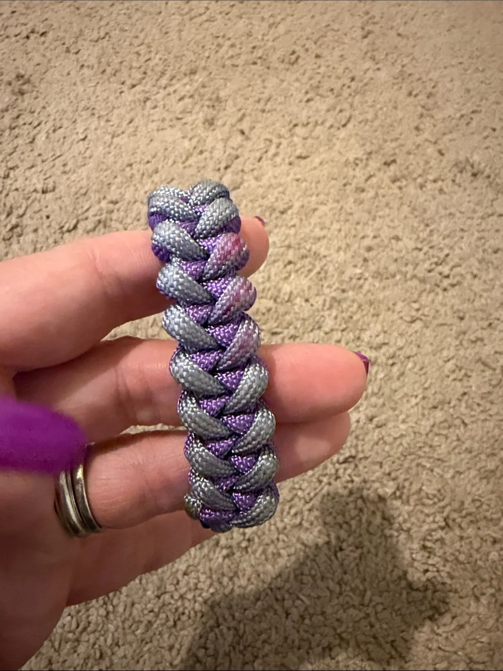 Handmade Kids Braided Paracord Bracelet Set - Purple and Olive